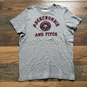 Y2K Abercrombie & Fitch T-Shirt Gray XL 2000s Logo Crest Vintage Graphic